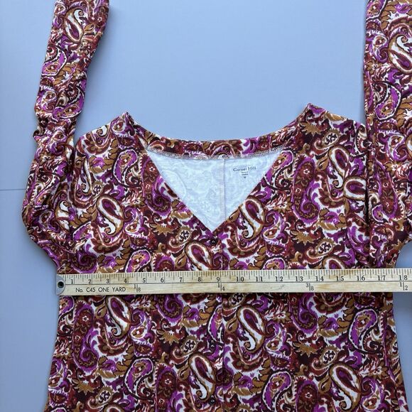 Garnet Hill Phoebe Button Front Knit Dress Size Medium Multicolor Jersey Pockets - Picture 7 of 13